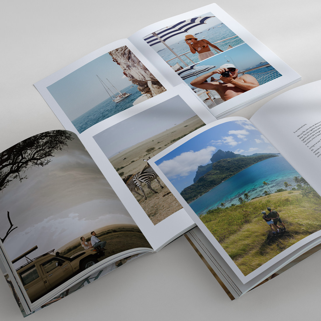 Diferentes opções de layout para as revistas MILK de lua de mel.