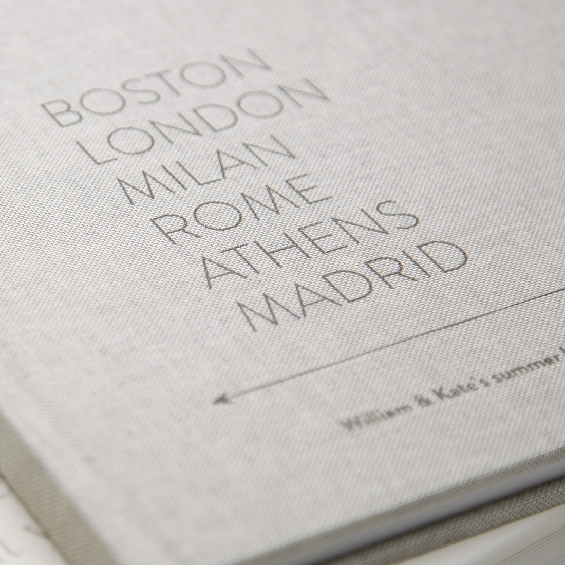 Premium photo book with raised ink title.